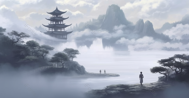 中国风质感山水画油画风景艺术水墨插画,插画/手绘图,插画/手绘图库,插画/手绘图下载,插画/手绘